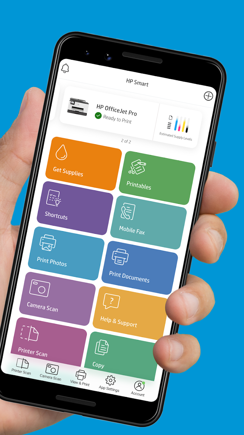 HP Smart app home screen